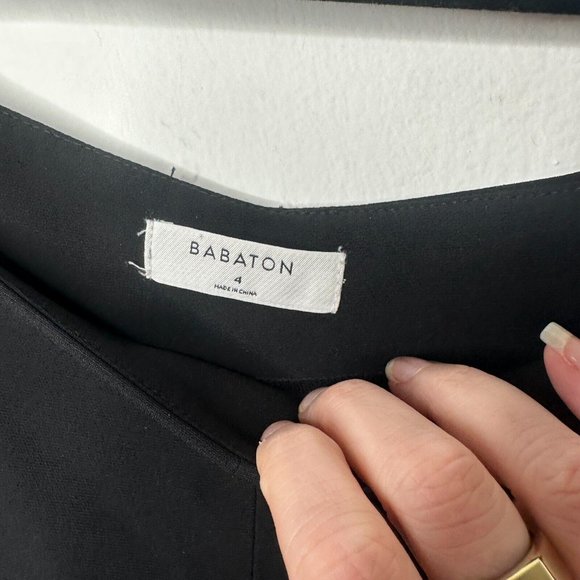 Aritzia Babaton Black Wide Leg FLowy Pants Palazzo Trouser Side Zip Wide Leg 4 - Picture 5 of 16